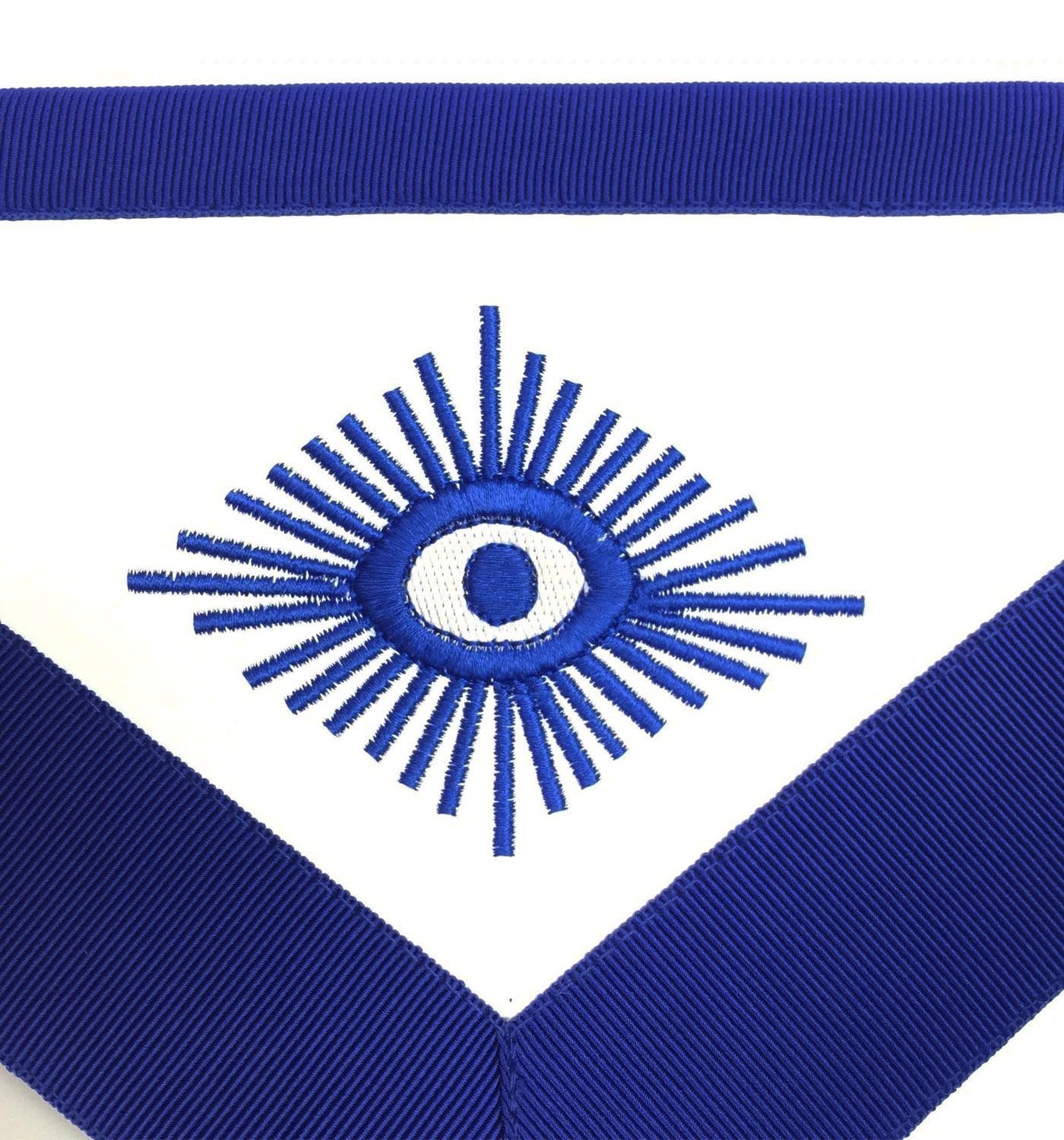 Treasurer Blue Lodge Officer Apron - Royal Blue Wreath Embroidery - Bricks Masons